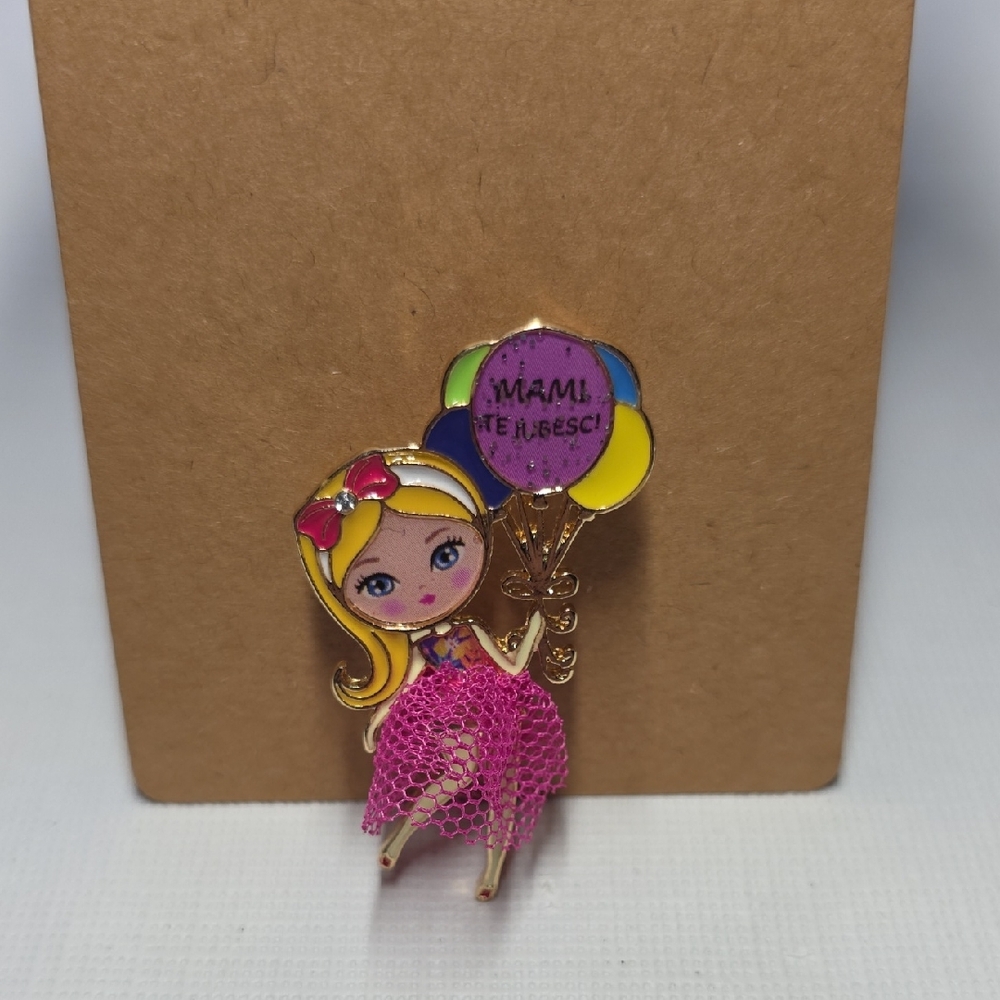 Colorful Balloon Girl Brooch